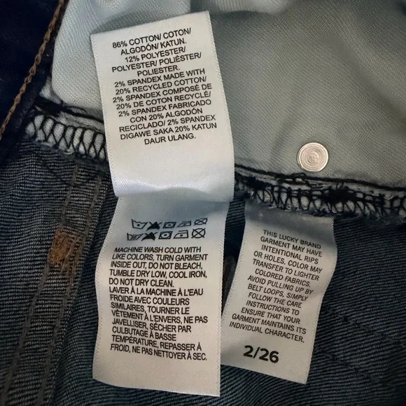 Lucky Brand Wide Leg High Rise Jeans Cuffed Raw Hem Medium Wash Denim Size 2- 26 - Picture 5 of 7